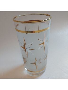 Mid Century Atomic Starburst Frosted Juice Glass VINTAGE